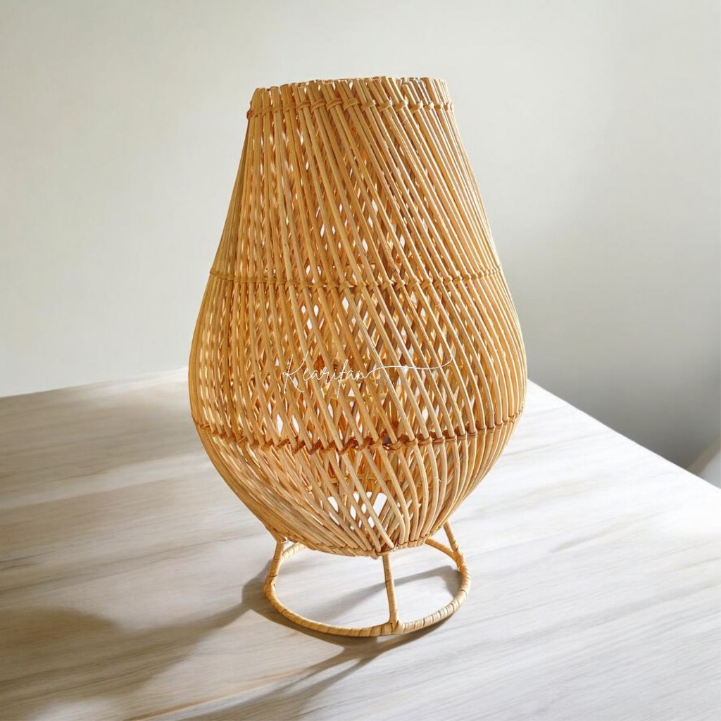 Bedside table lamp Size 30CM - Lampu Tidur Rattan/ Lampu Tidur Model Bawang/ Night Lamp/ Bedside Tab