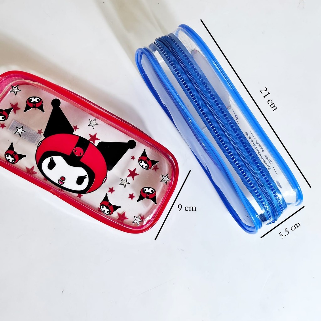 

MJ Kotak Pensil Sleting Transparant Fancy 9x21/Pencil Pouch/Tempat Pensil/Dompet Pensil/Tepak