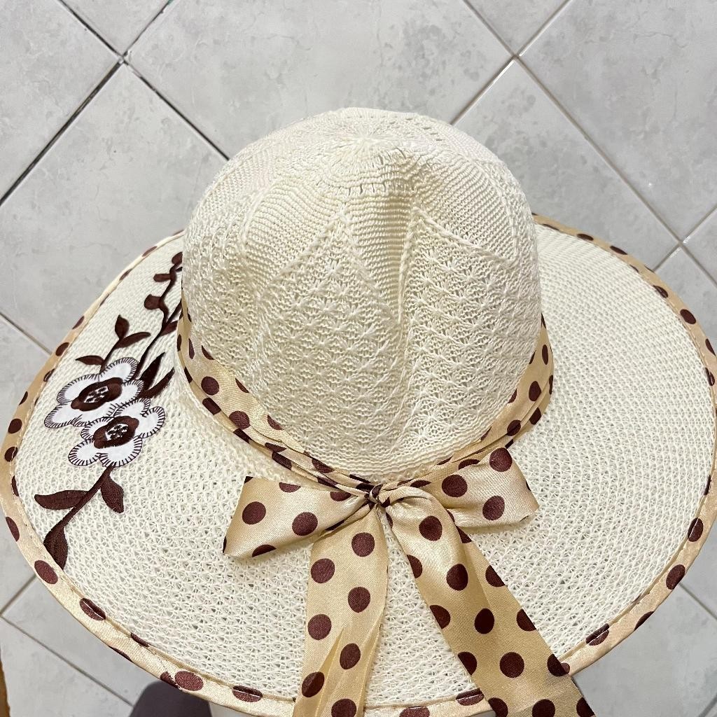 topi pantai wanita topi pantai rajut topi murah topi polkadot besar pantai dewasa