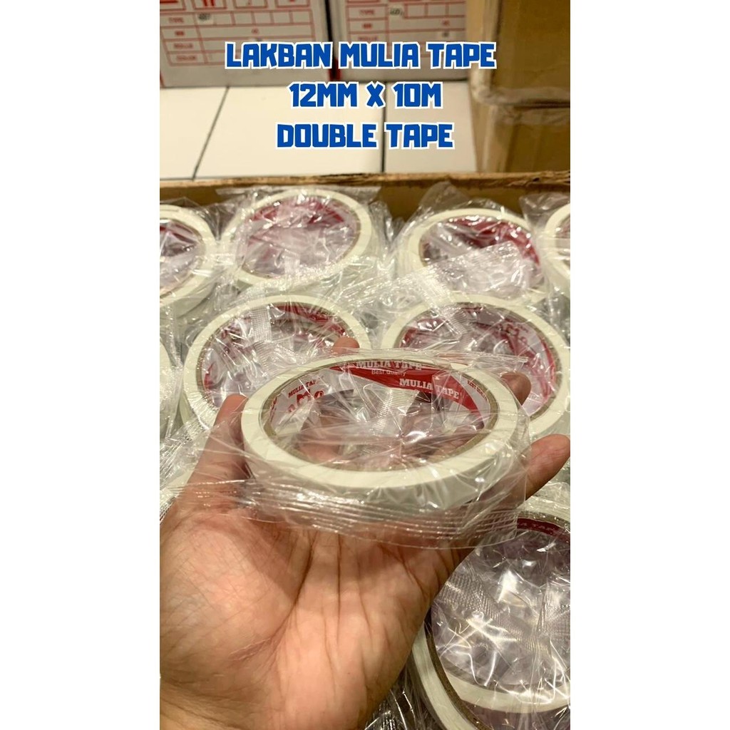 

Double Tape Mulia Tape Ukuran 12mm x 10m Kemasan 1 Dus Isi 288 Roll