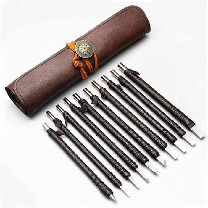 

Pisau Ukir Pahat 10pcs Set Seni Carving Tool Tungsten Steel Chisel Lathe DIY K10