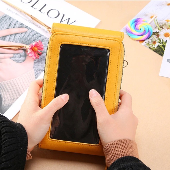 PROMO - Tas Hp Wanita Selempang Korea Multifungsi TouchScreen Model Import - Hitam