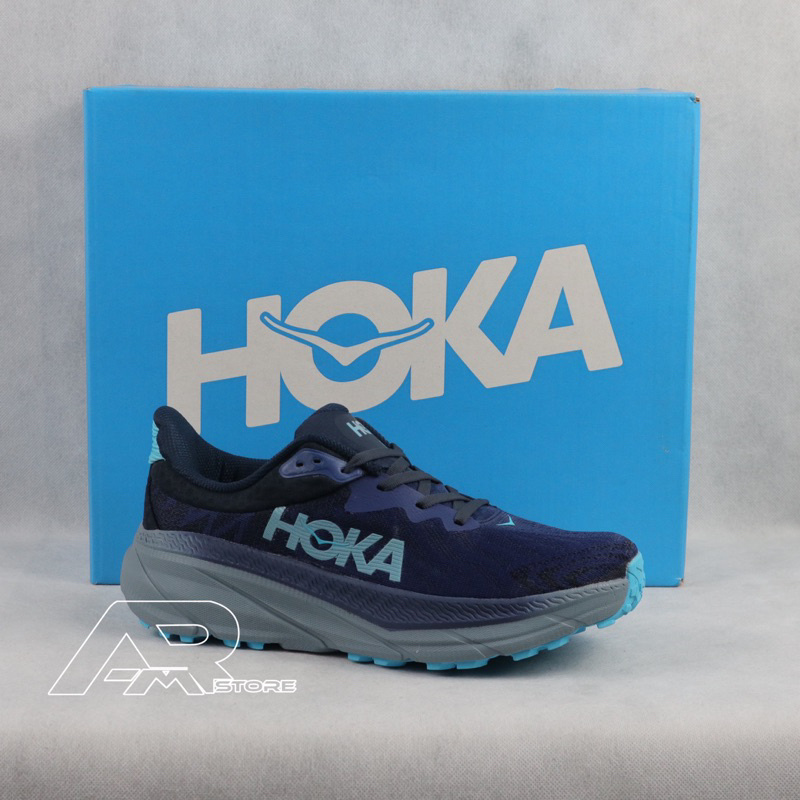 sepatu lari trail pria Hoka challenger atr 7 navy blue ranning shoes - Sepatu Hoka Original 100% Pri