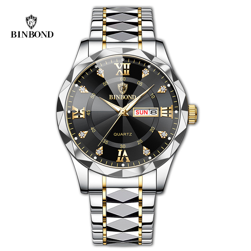 COD BINBOND Jam Tangan Modis Bermerek Mewah Jam Tangan Olahraga Tanggal Hari Kedap Air Pria Jam Tang