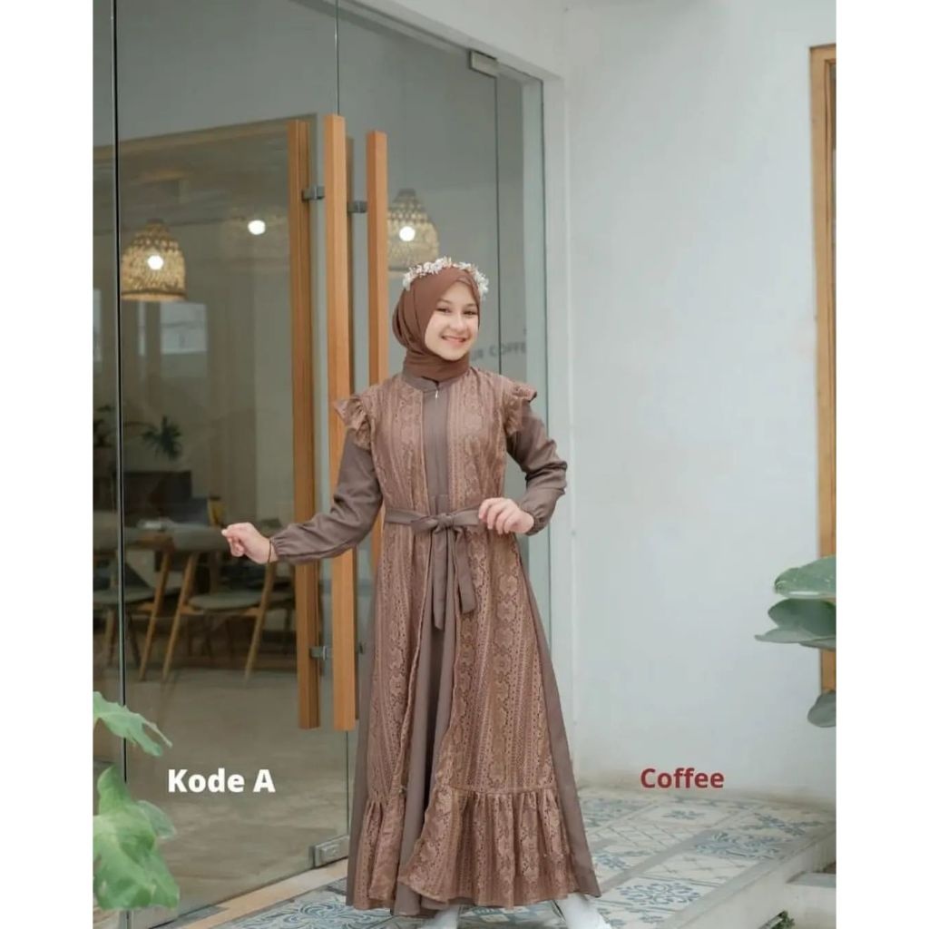 Gamis Pesta Anak Perempuan Tanggung Usia 10 Sampai 14 Tahun Fahreen Dress Brukat Anak Model Kekinian