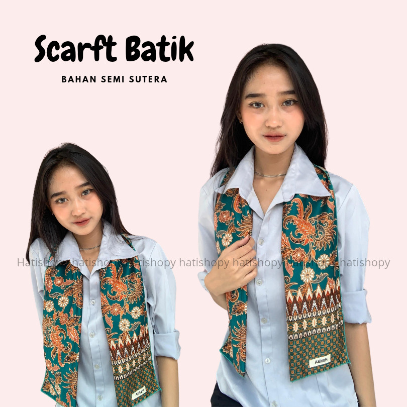 Syal Batik Wanita Pria Scarf Dasi Ospek Bahan Semi sutera Premium / Oleh Oleh Unik Khas Indonesia Ga