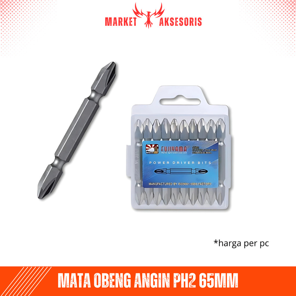 Mata Obeng Angin PH2 CR-V 65mm Mata Bor Obeng Sekrup Screw Impact Hex Pneumatic Screwdriver
