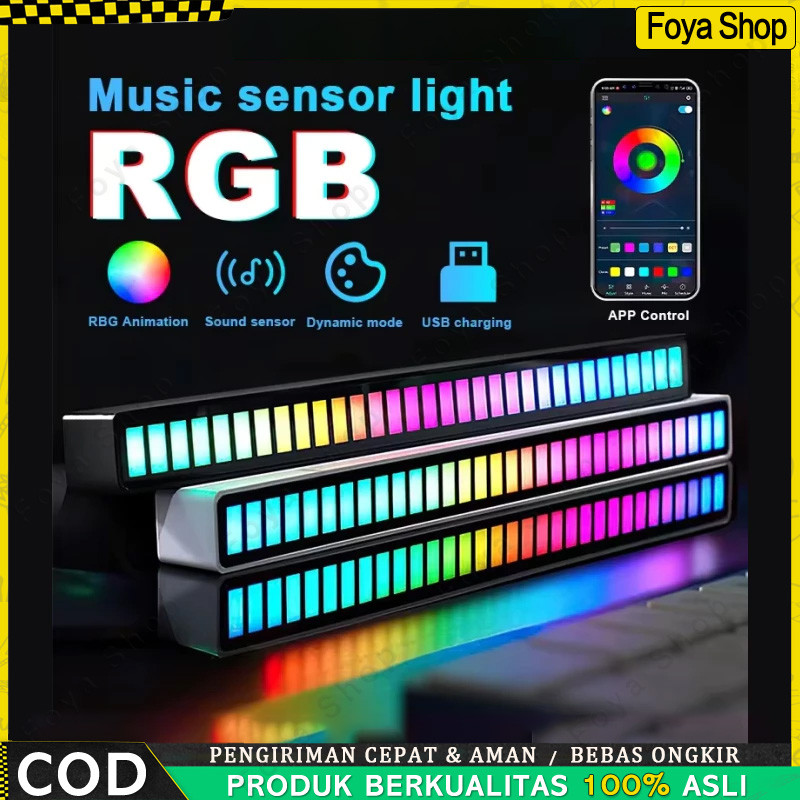 Led bar lampu equalizer audio spectrum sensor suara RGB music strip Indicator Music Sound Control La