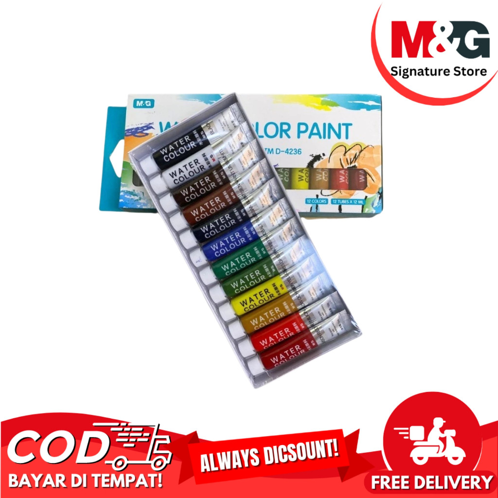 

Watercolor Paint M&G Cat Air 12 Warna 12 ML Vivid Fine Grinding High Transparency #APL976J3