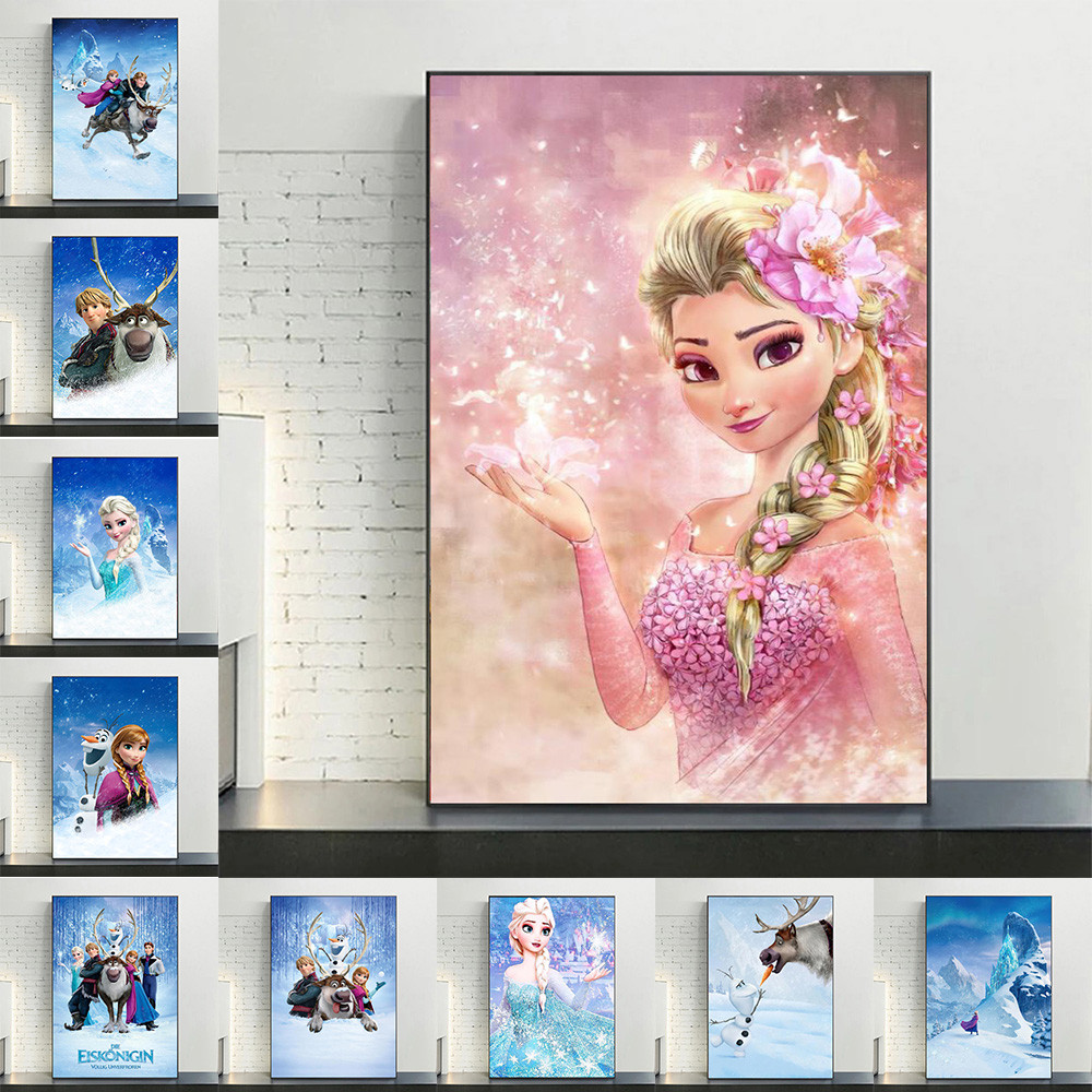 

MINISO sney Frozen Home Living Room Bedroom Art Posters Anna and Elsa Children's Room Wall Decoration Mural HD Canvas Painting