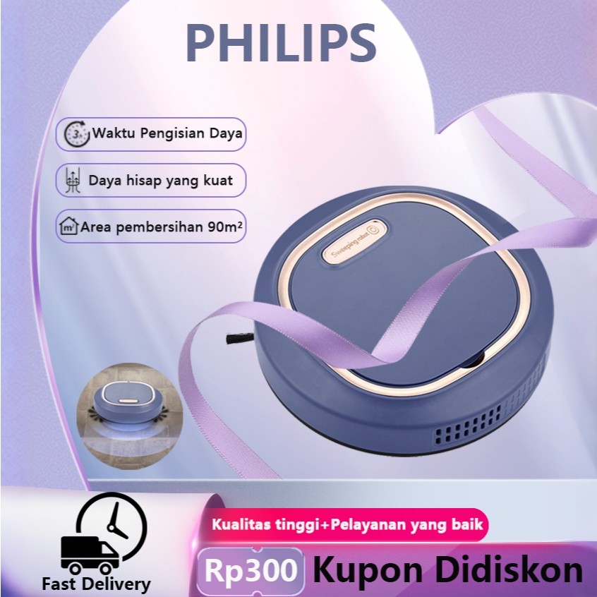 philips Robot Vacuum Cleaner Portable Penyedot Debu Rumah Sapu Otomatis Robot PembersihCO