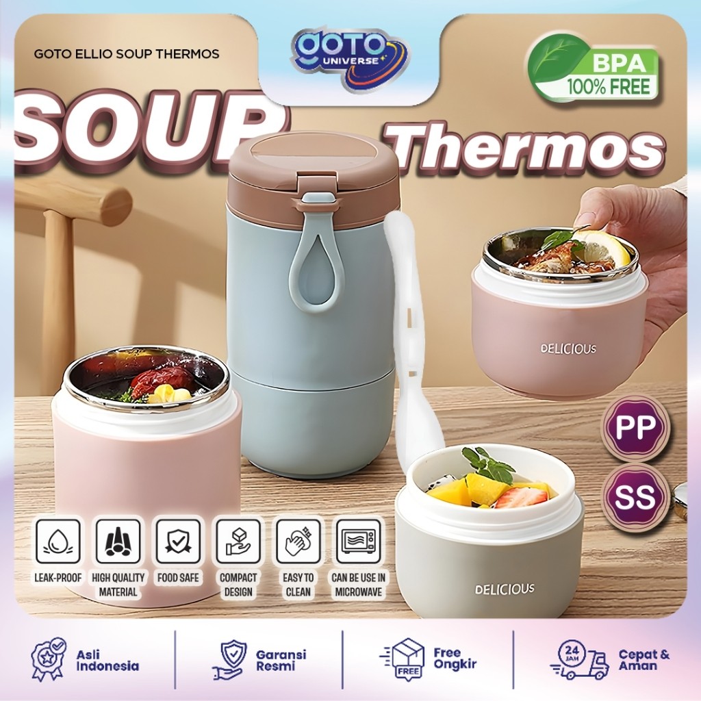 Goto Ellio Termos Sup Tempat Bekal Makan Tahan Panas Anti Tumpah