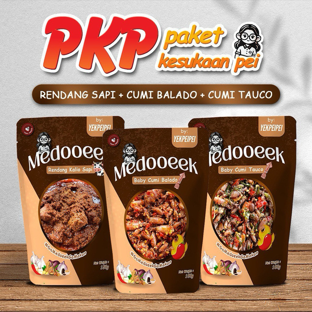 

Medoeek PKP rendang sapi cumi tauco cumi balado ala YEKPEIPEI