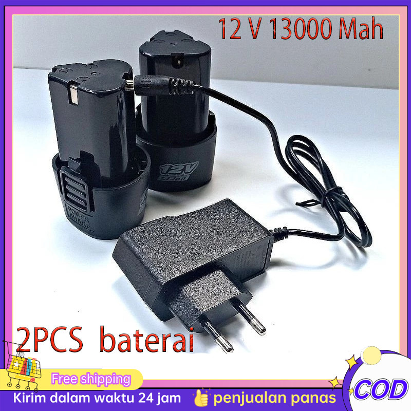 2pcs Batrai Baterai Bor Cordless 12v 1300mah 12 Volt Jld Baterai Bor Cordless Li-Ion 12 Volt Baterai