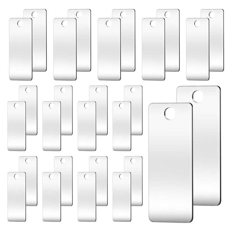 

Rectangle Stamping Blanks Metal Stamping Blanks Aluminum Dog Tags Label With Hole For DIY Art Craft Gifts Keychain