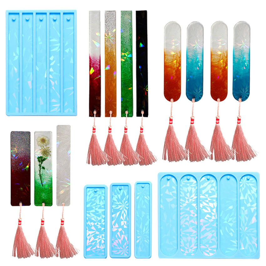 

New Laser Bookmark Silicone Mold Multi Shape Epoxy Resin Mould Holographic Light For DIY Decor Craft Jewelry Making Tools