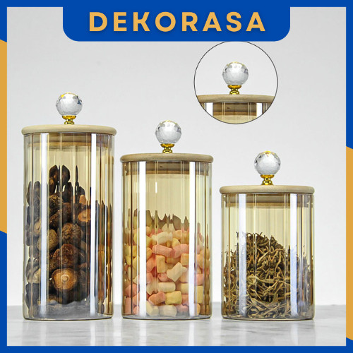 DEKORASA (Garansi 1 Tahun) Toples Kaca Aesthetic Toples Kue Kering Bergelombang Toples Aesthetic Leb
