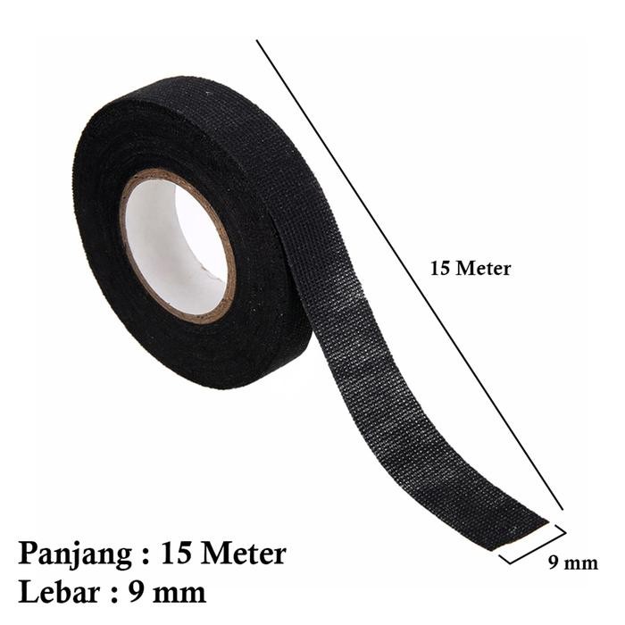 

[BERGARANSI] Harga Promo Lakban Kain Pembungkus Kabel Listrik 15M Tape Isolasi Tahan Panas Cloth Wiring High Resistant Hitam - 9mm x 15 Meter Berkualitas Paling Dicari