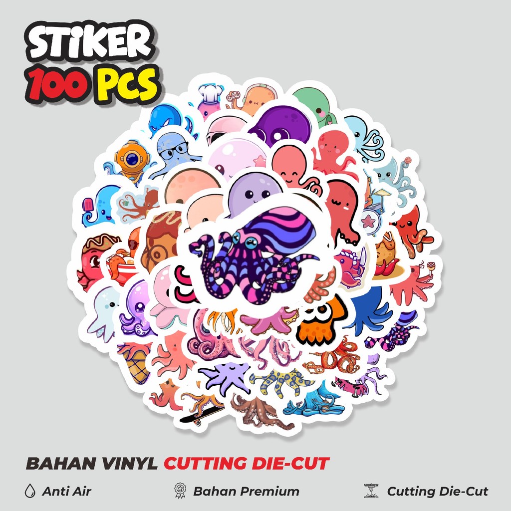 

Terbaru! 50 pcs Stiker Baby Octopus [Gurita] Dekorasi Lucu Kreatif untuk Notebook, Skateboard, HP