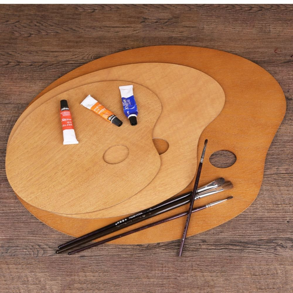 

Container Painting Color Oil Paint Palette Wooden Oval/Square Artist Paint Tray 4 Size Thumb Holder Color Mixing Board Kids