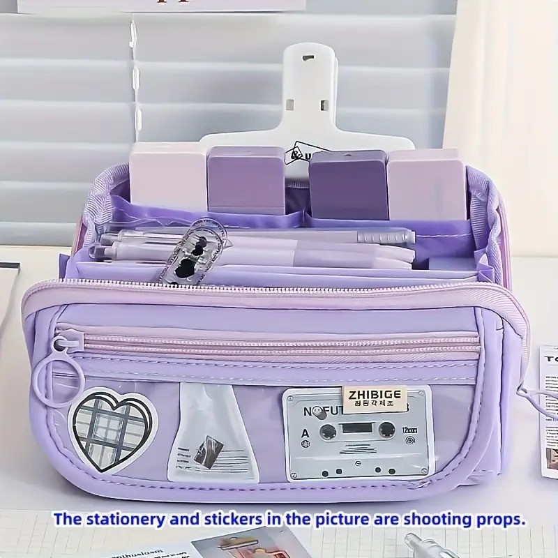 

Large Capacity Washable Stationery Bag Pencil Case Durable Multi-Compartment Pencil Case for Students School Office Supplies