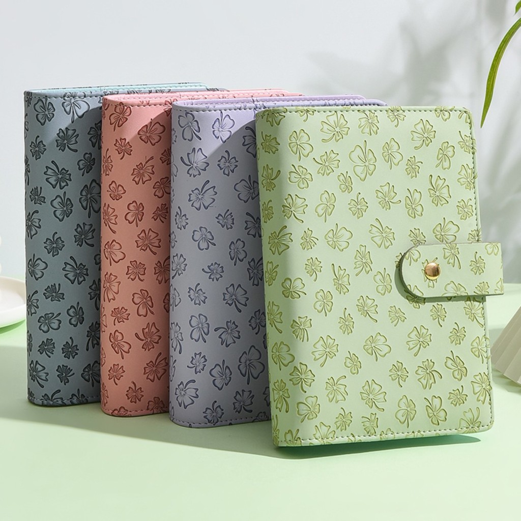 

A6 PU leather binder economy 6-ring notebook, stylish design, personal notebook binder cover, can be used for cash budget storag