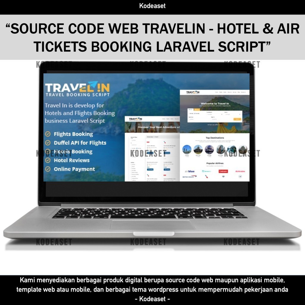 SOURCE CODE APLIKASI WEB TRAVELIN - HOTEL & AIR TICKETS BOOKING LARAVEL SCRIPT D97 KODEASET