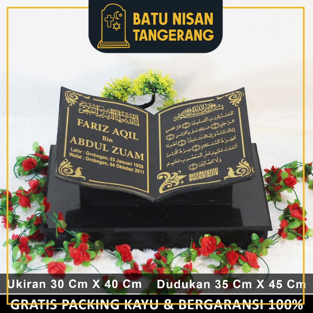 BNT - Dudukan Batu Nisan Makam Lengkap Model Bentuk Buku Alquran Kuburan Kijing Maesan Full Set Gran