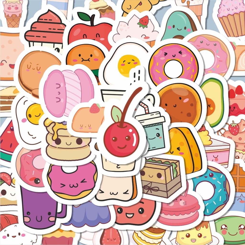 

100PCS Lucu Stickr Kartun Dessert Lucu Stiker Aesthetic Stiker Anti Air Stikers Berperekat Waterproof sticker decal buat Motor Helm Buku Journal Koper Casing HP Laptop Botol Minum Hadiah anak