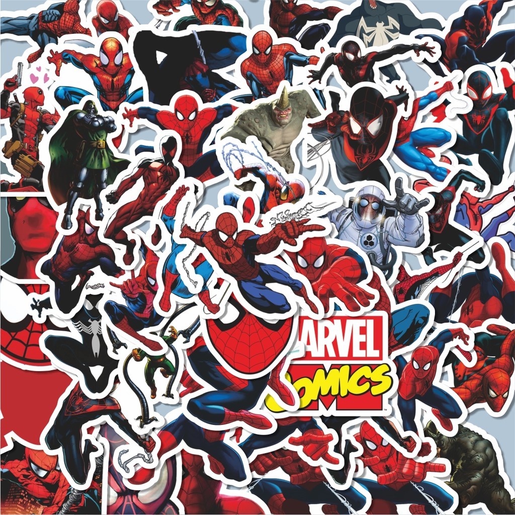 

100PCS Lucu Stiker Kartun Marvel Comics Spiderman Stiker Aesthetic Stiker Anti Air Stikers Berperekat Waterproof sticker decal buat Motor Helm Buku Journal Koper Casing HP Laptop Botol Minum Hadiah anak