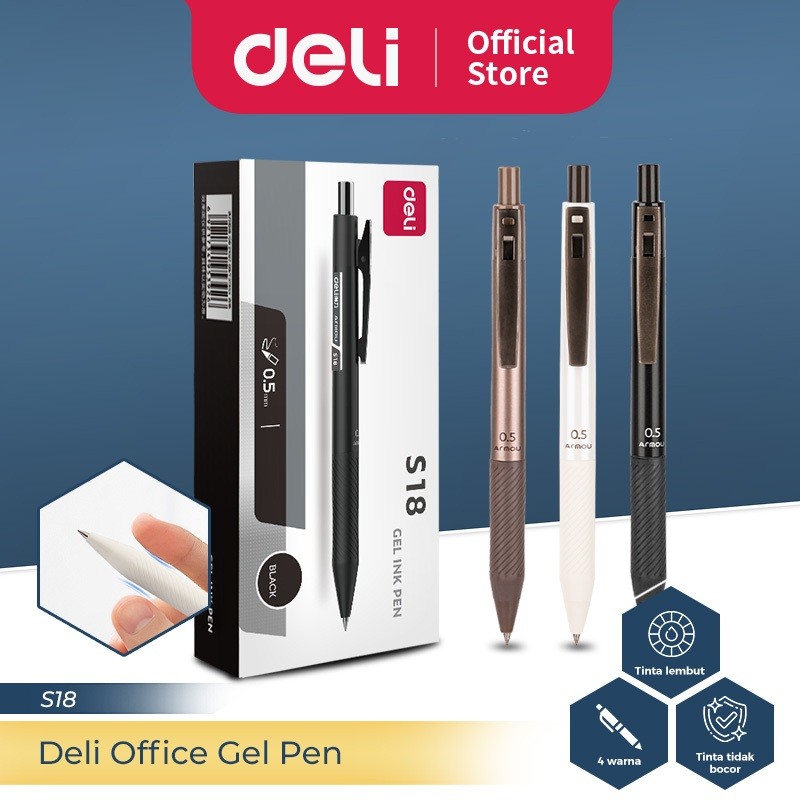 

KlikIniAja Deli Pulpen Gel Office / Office Gel Pen 0.5 mm Retractable Pen Cetek Tinta Hitam 1 pcs S18