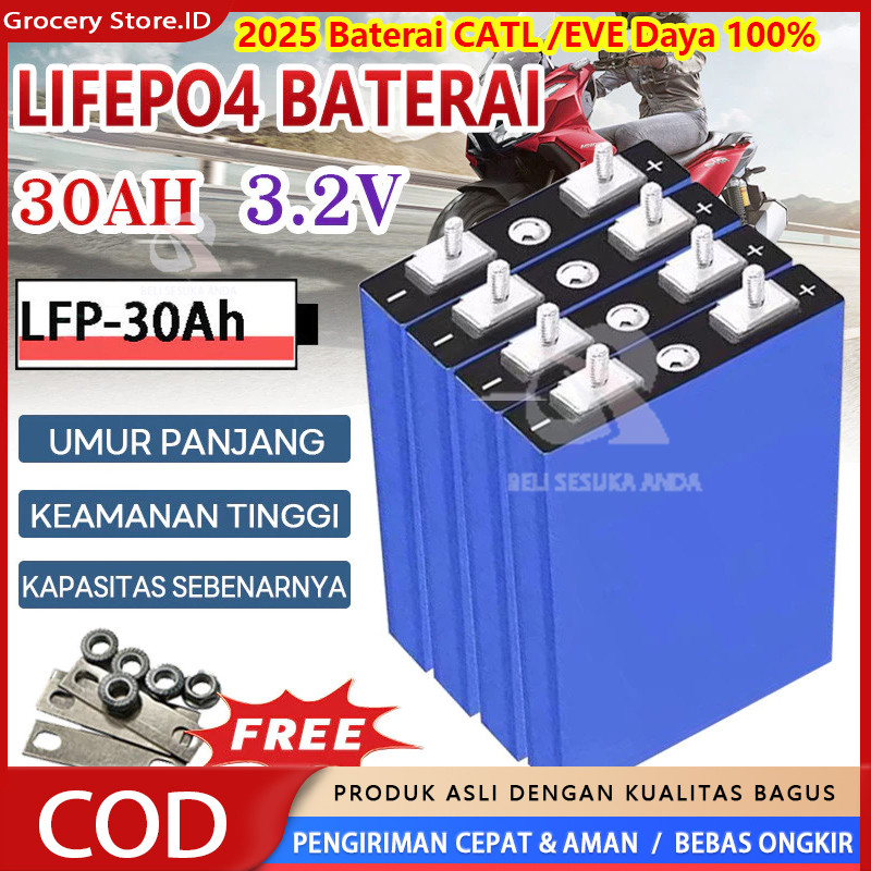 3.2V 25Ah/30Ah CATL/BYD-Baru 100% Lifepo4 Baterai BMS UPS Baterai Lifepo4 3.2V 30Ah Elektrik Baterai