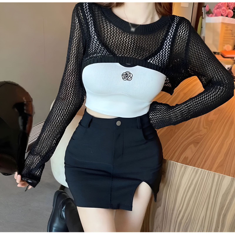 YONA CARDIGAN JARING PREMIUM  LENGAN PANJANG / CARDIGAN KOREA