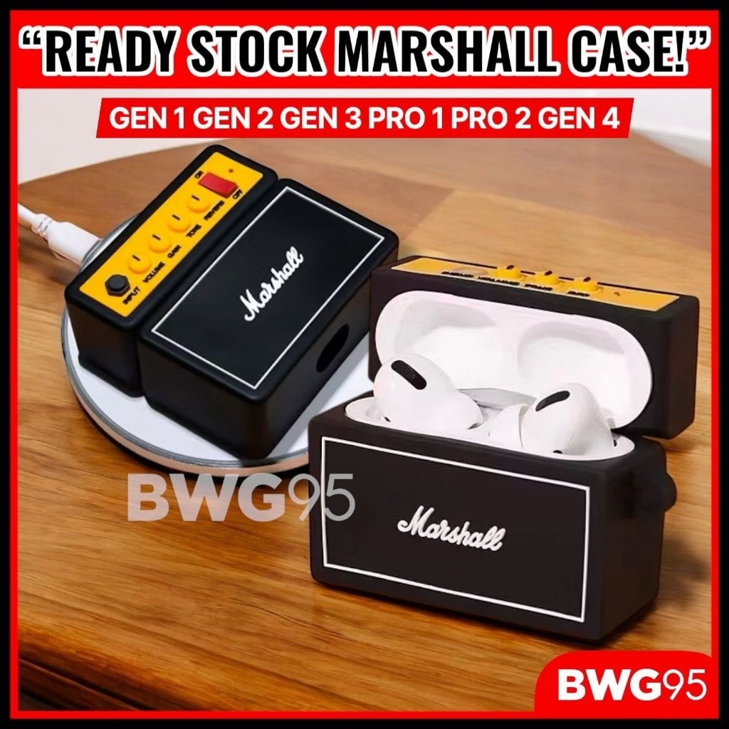 Airpods Case Untuk Airpods 1/2/3/4 Pro 1/2 (Casing aja) Motif Gitar Guitar Bass Speaker Silicone Sof