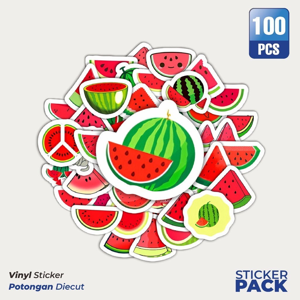 

Stiker Vinyl Stiker Watermelon [Semangka] Waterproof Aesthetic- Untuk Laptop, Motor, dan Helm - Paper Stationery Pack