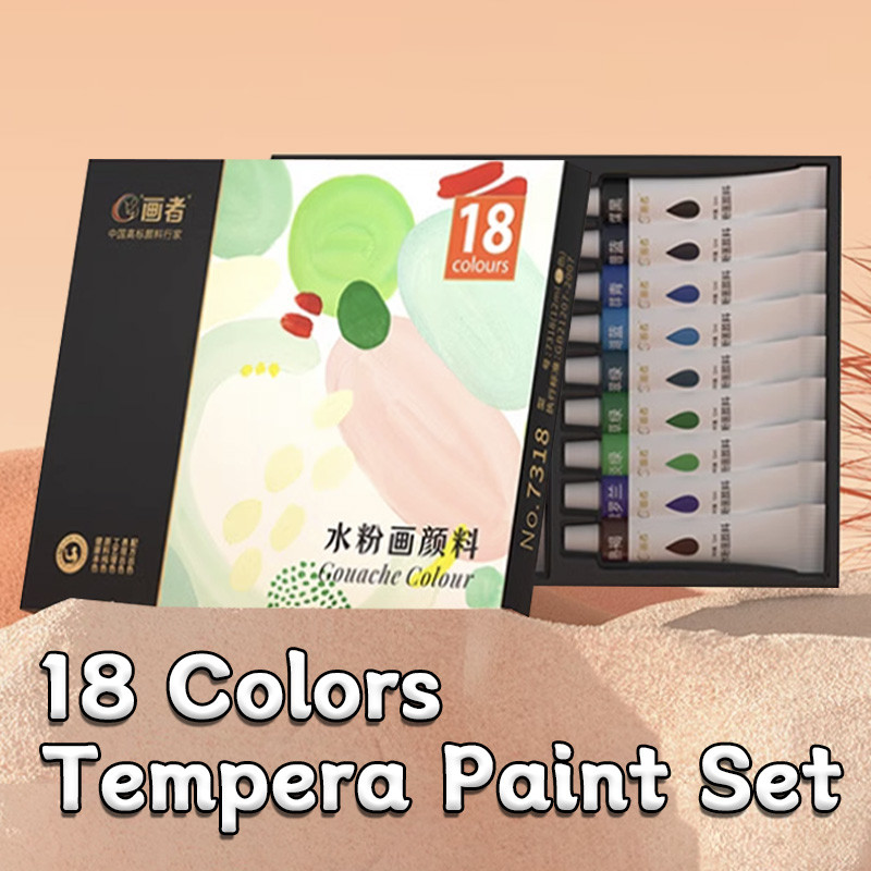 

18 Colors Artists Tempera Gouache Paint Set 12ml/0.4oz,Great Mixing,Rich Pigments,for Decoration,Craft Painting,for Artists