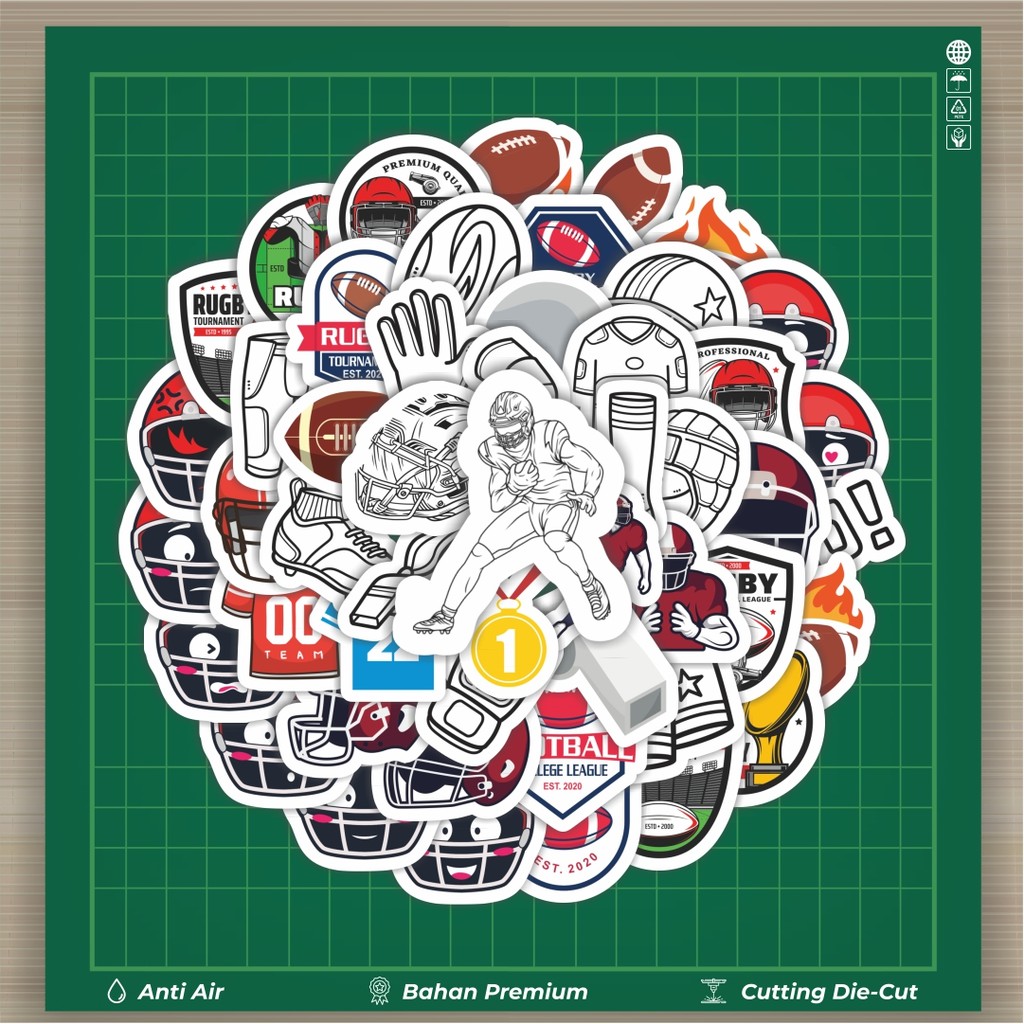 

HOT 50 PCS STIKER Stiker Olahraga Rugby Dekorasi Lucu Kreatif untuk Notebook, Skateboard, HP