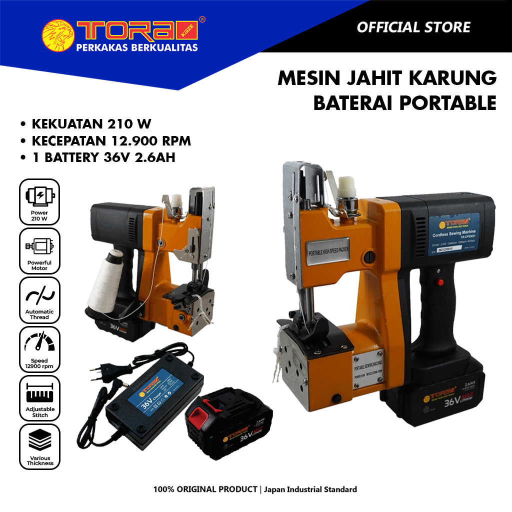 TORA Mesin Jahit Karung Baterai 3.6 V - Mesin Jahit Portable - Cordless Sewing Machine