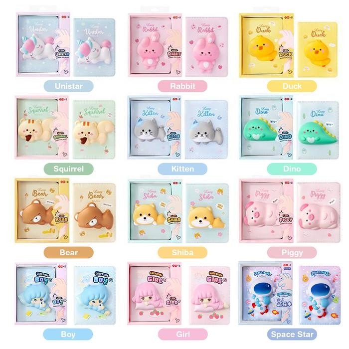 

TOKKADO Fuwa Buku Squishy Agenda Catatan Diari Anak Karakter Lucu - Piggy
