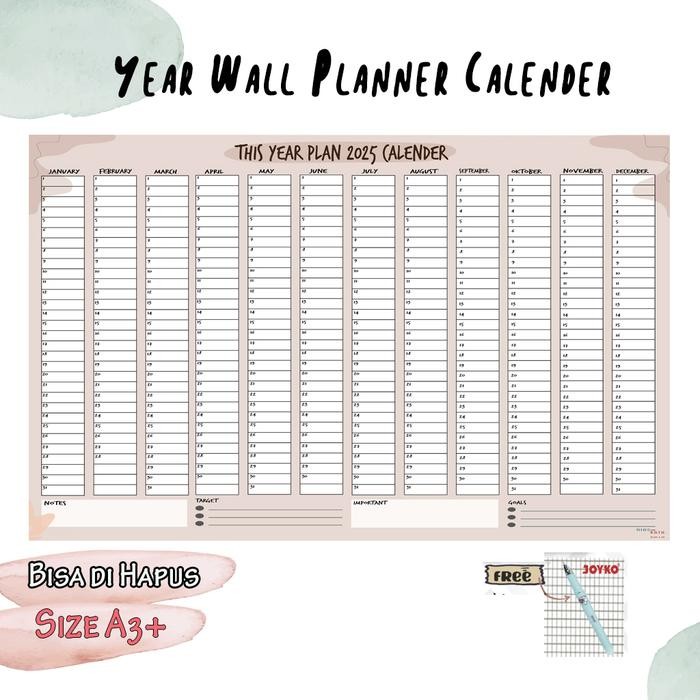 

Wall Planner Calender with notes target ant goals - 2024
