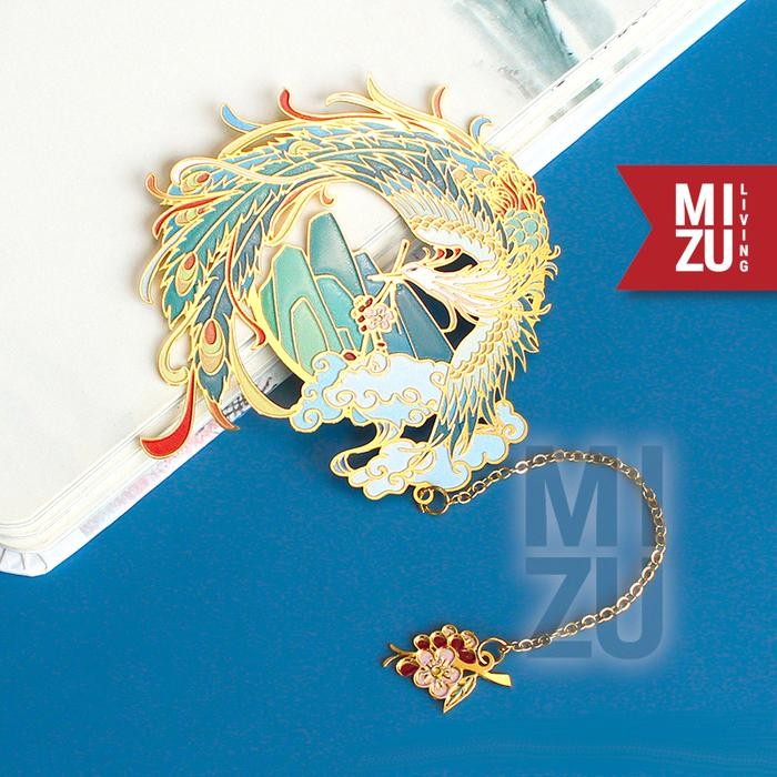 

MIZU SHIN Metal Bookmark Gift Set Penanda Buku Pembatas Buku Hadiah - PHOENIX BLUE