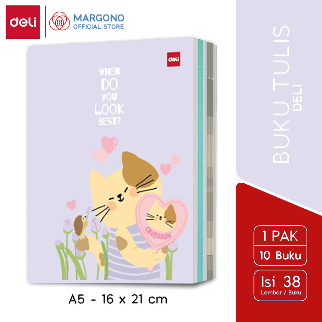 

Deli Buku Tulis Sekolah A5 38 Lembar Charming 2 - 10 buku (1 pak)