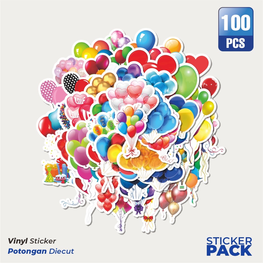 

Super Hemat! 100 PCS Stiker Funny Balloon [Balon Lucu] Waterproof Aesthetic- Untuk Laptop, Motor, dan Helm - Paper Stationery Pack