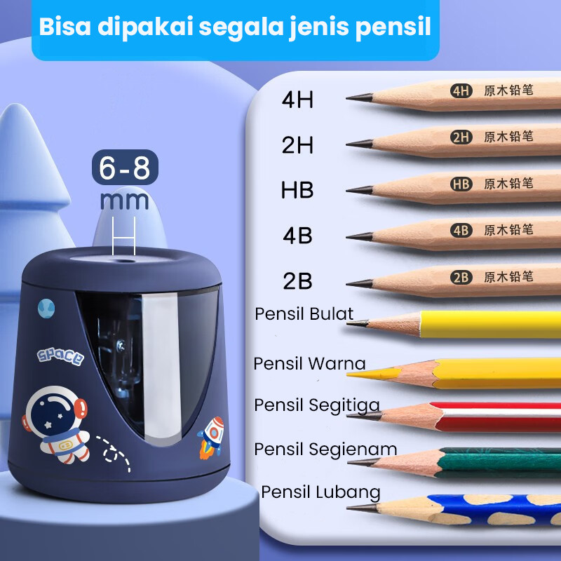 

Sharpener Rautan Pensil Elektrik Untuk Sekolah Anak dan Kantor / Serutan Otomatis Baterai Bonus Sticker Lucu