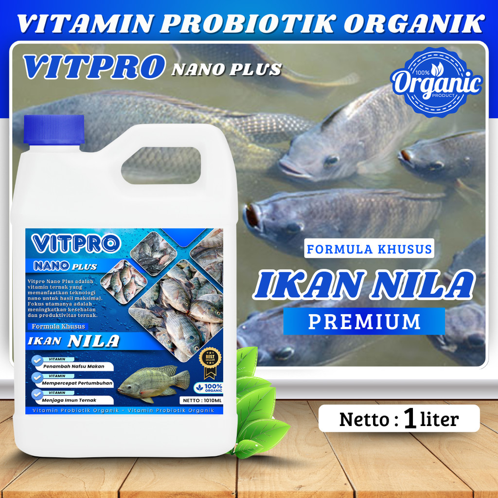 Vitpro Nano Plus IKAN NILA | Vitamin & Probiotik Ikan Nila Cepat Besar – Nafsu Makan Meningkat, | Pr