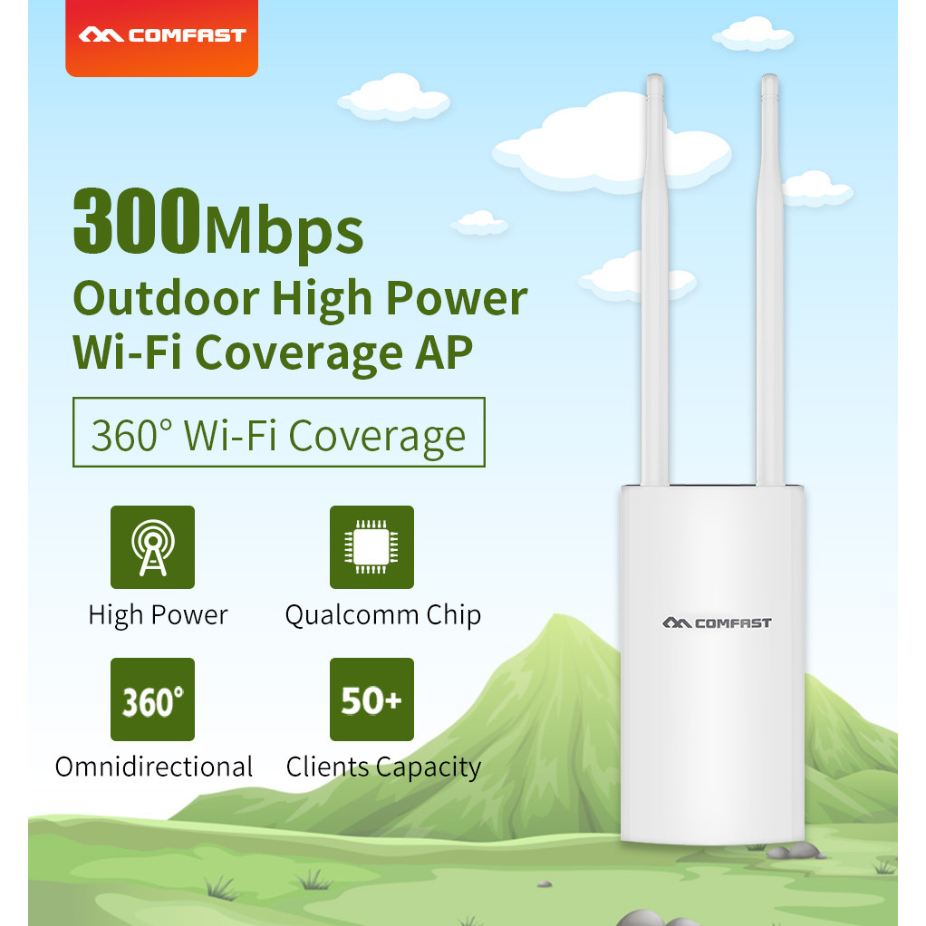 Comfast Outdoor AP 2.4G 300Mbps High Power Wireless Access Point Street Router Extender Wifi Base St