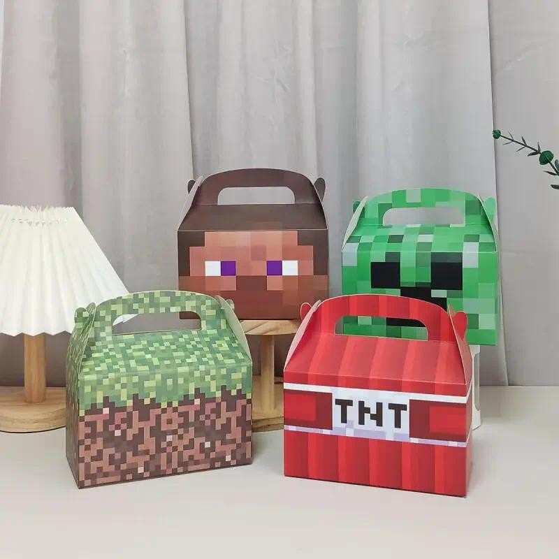 

6/12/24pcs Hot Cartoon World Pixel Game Candy Box Birthday Party Baby Shower Decoration Paper Bag Gift Boxes 2025