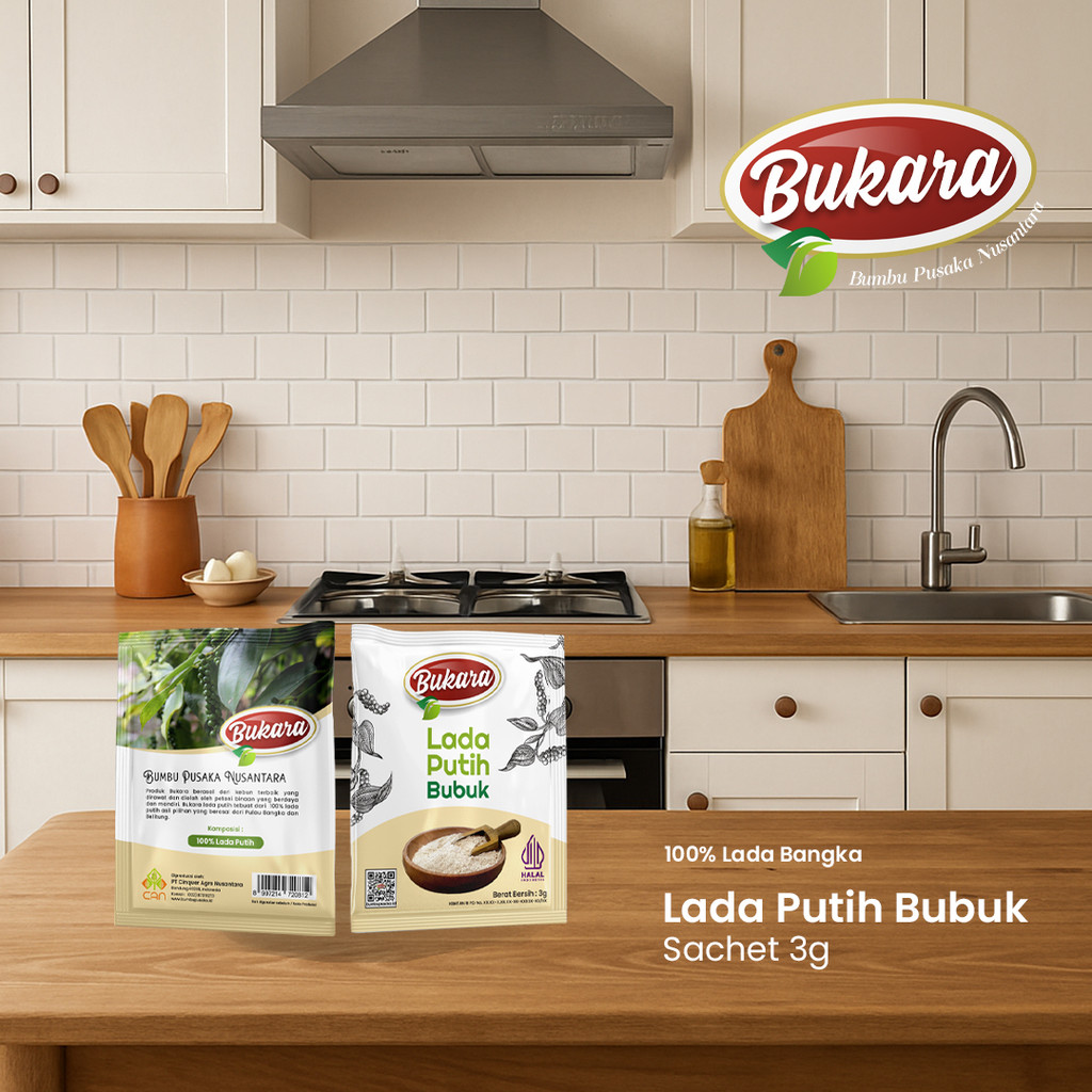 

Bukara Lada Putih Bubuk Merica Bangka Muntok Super 12x3 gram Kemasan renceng Sachet
