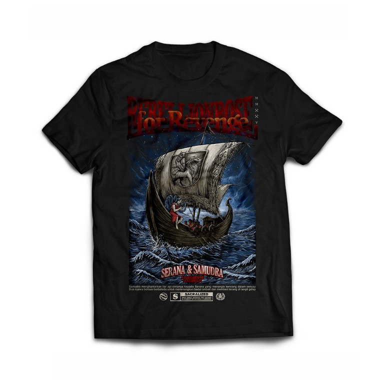 Rebellion Rose x For Revenge T-Shirt Kaos Band Rebellion Rose Katun hitamCOD