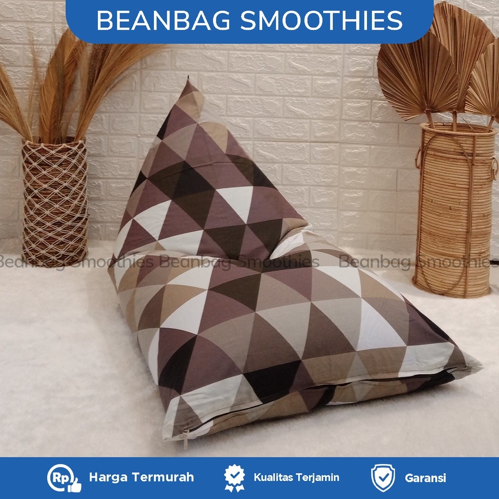 JAMIN MURAH Bean Bag plus ISI Size Dewasa - Motif Segitiga Coklat - Beanbag Murah/ Bean bag Gaming N